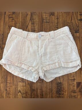 Free People Women's Linen Blend Shorts White - Size 0